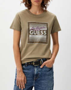 GUESS SS CN BOXY LOGO TEE SHIRT WOMEN