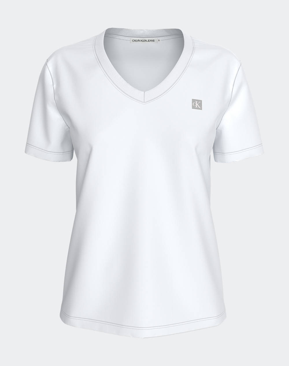 CALVIN KLEIN CK EMBRO BADGE V-NECK TEE