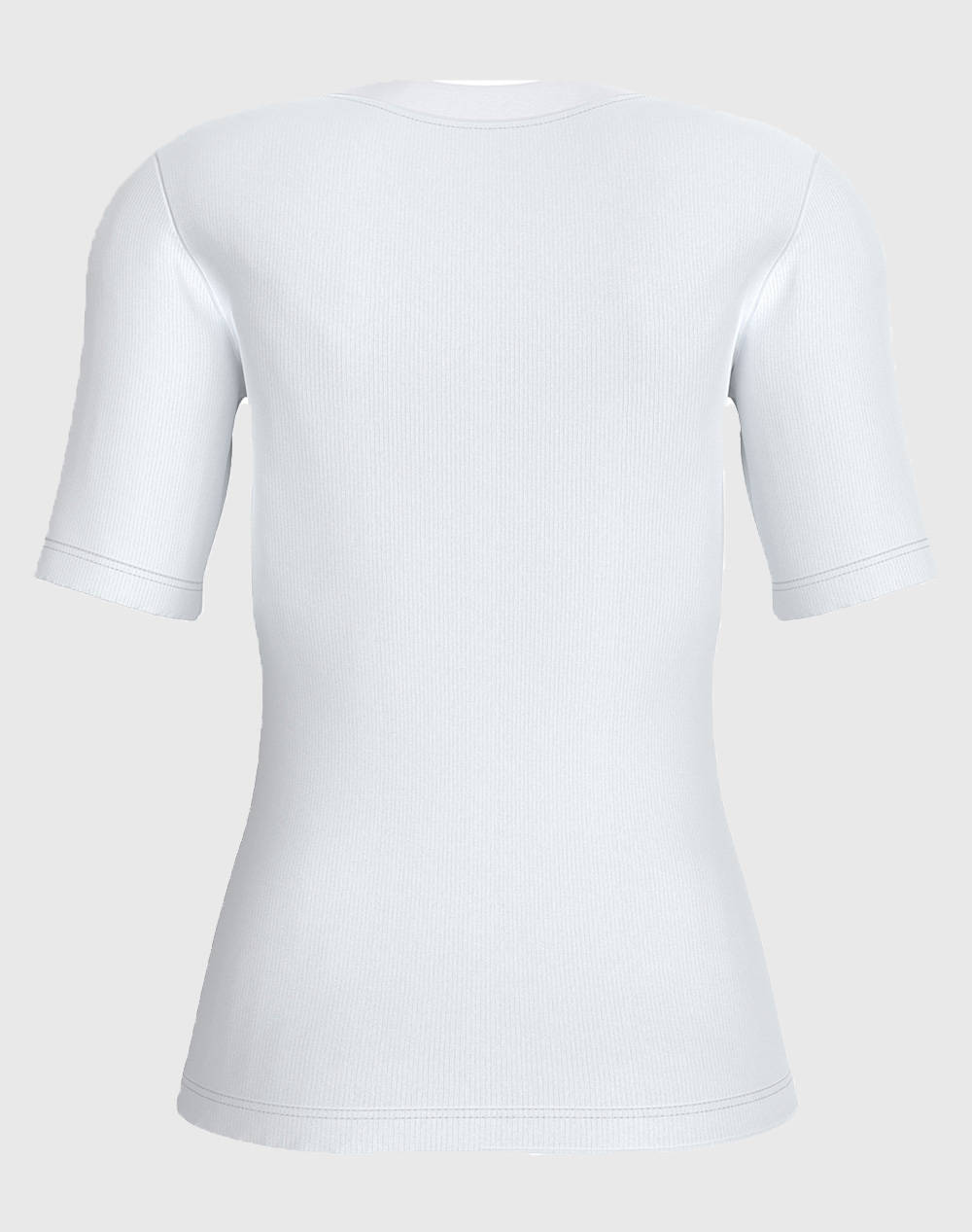 CALVIN KLEIN WOVEN LABEL RIB V-NECK TEE