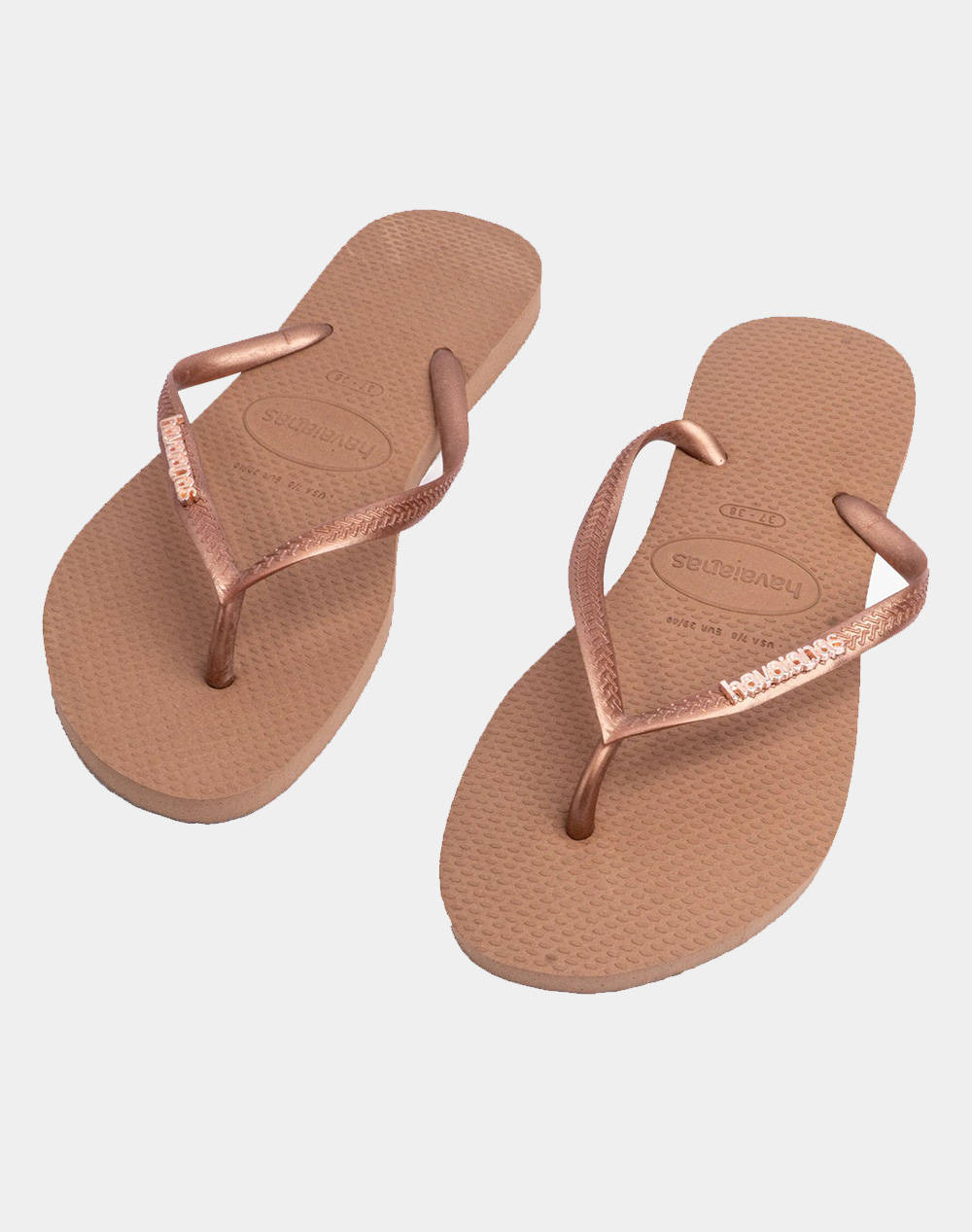 HAVAIANAS SLIM LOGO METALLIC FLIP FLOPS