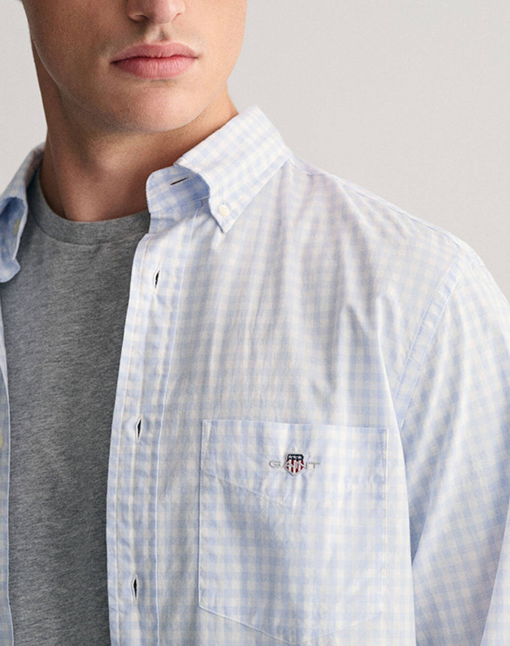 GANT REG POPLIN GINGHAM SHIRT LS