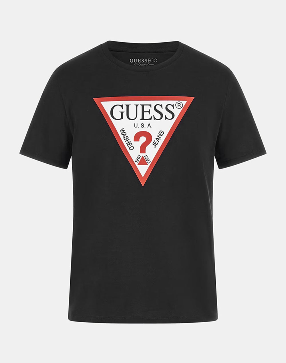 GUESS CN SS ORIGINAL LOGO TEE SHIRT MEN Black Politikos shop.gr