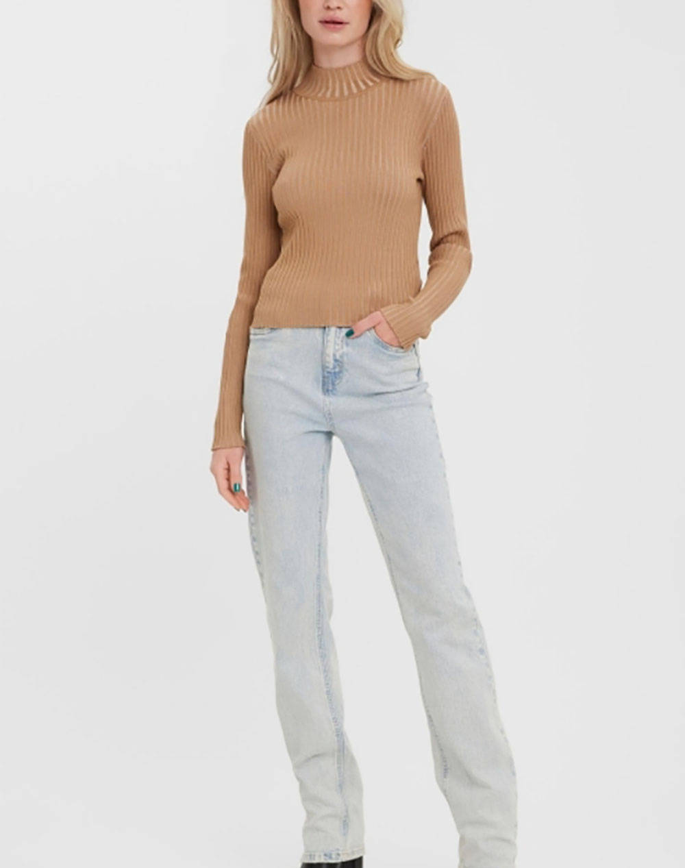 VERO MODA VMWILLOW LS HIGH-NECK RIB CROP top GA