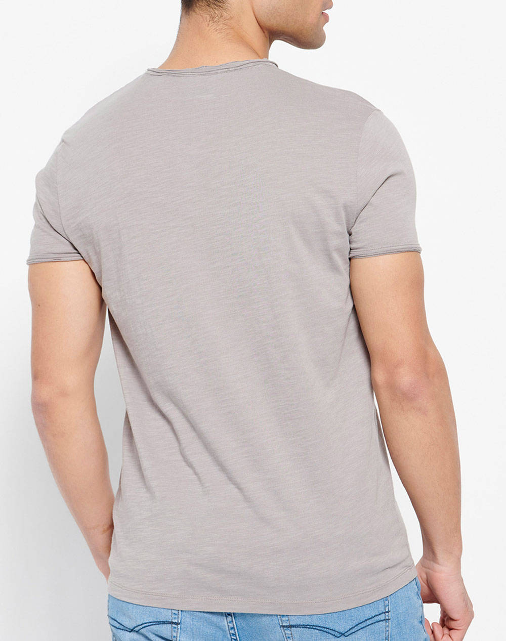 FUNKY BUDDHA Essential t-shirt με λαιμό henley