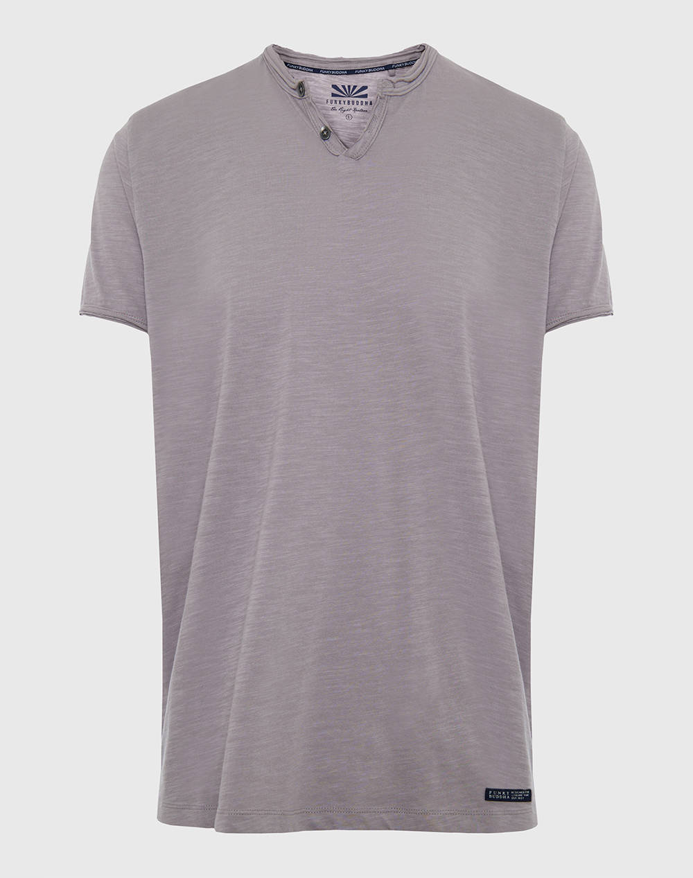 FUNKY BUDDHA Essential t-shirt με λαιμό henley