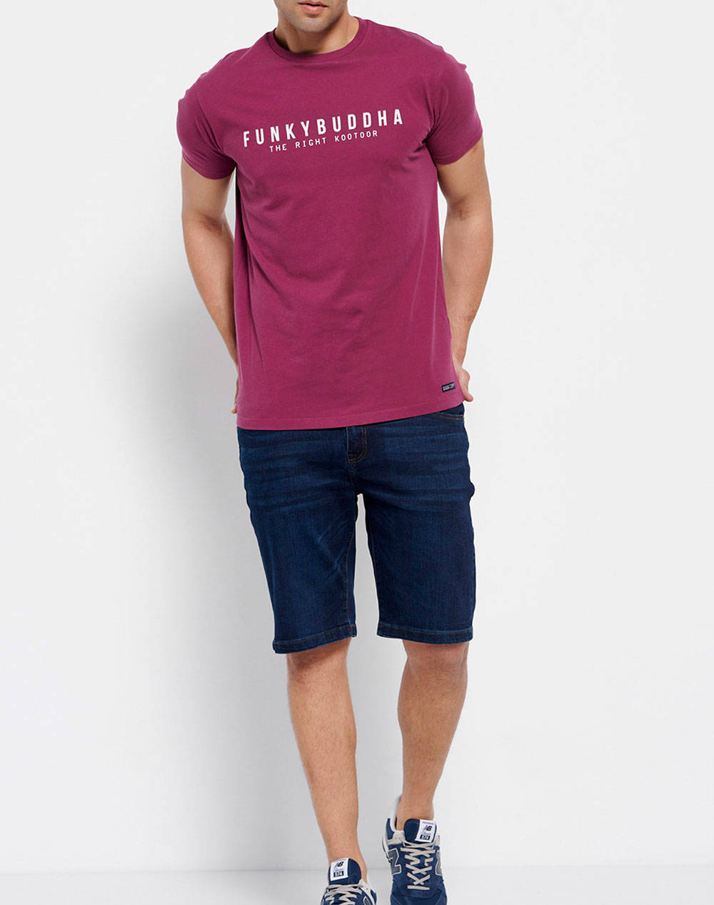 FUNKY BUDDHA Essential t-shirt με branded τύπωμα