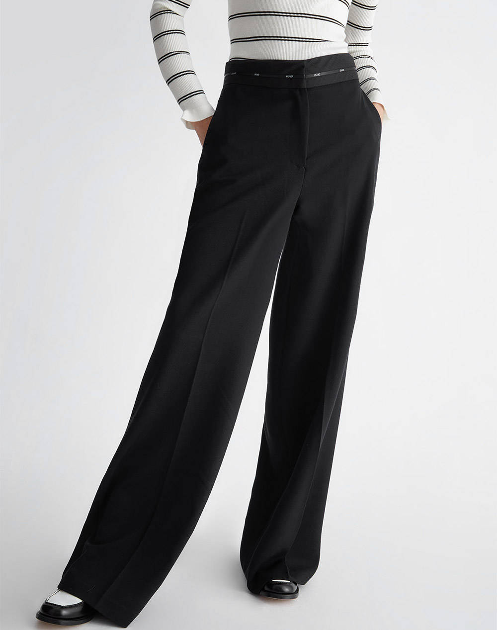 LIU JO WHITE 2ND MF3C55 TWILL FASHION Trousers for Women - Black ...