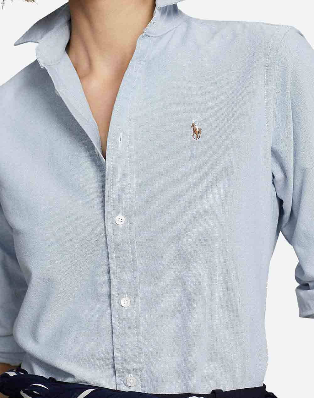 RALPH LAUREN BUTTON FRONT SHIRT - Cyan | Politikos-shop.gr