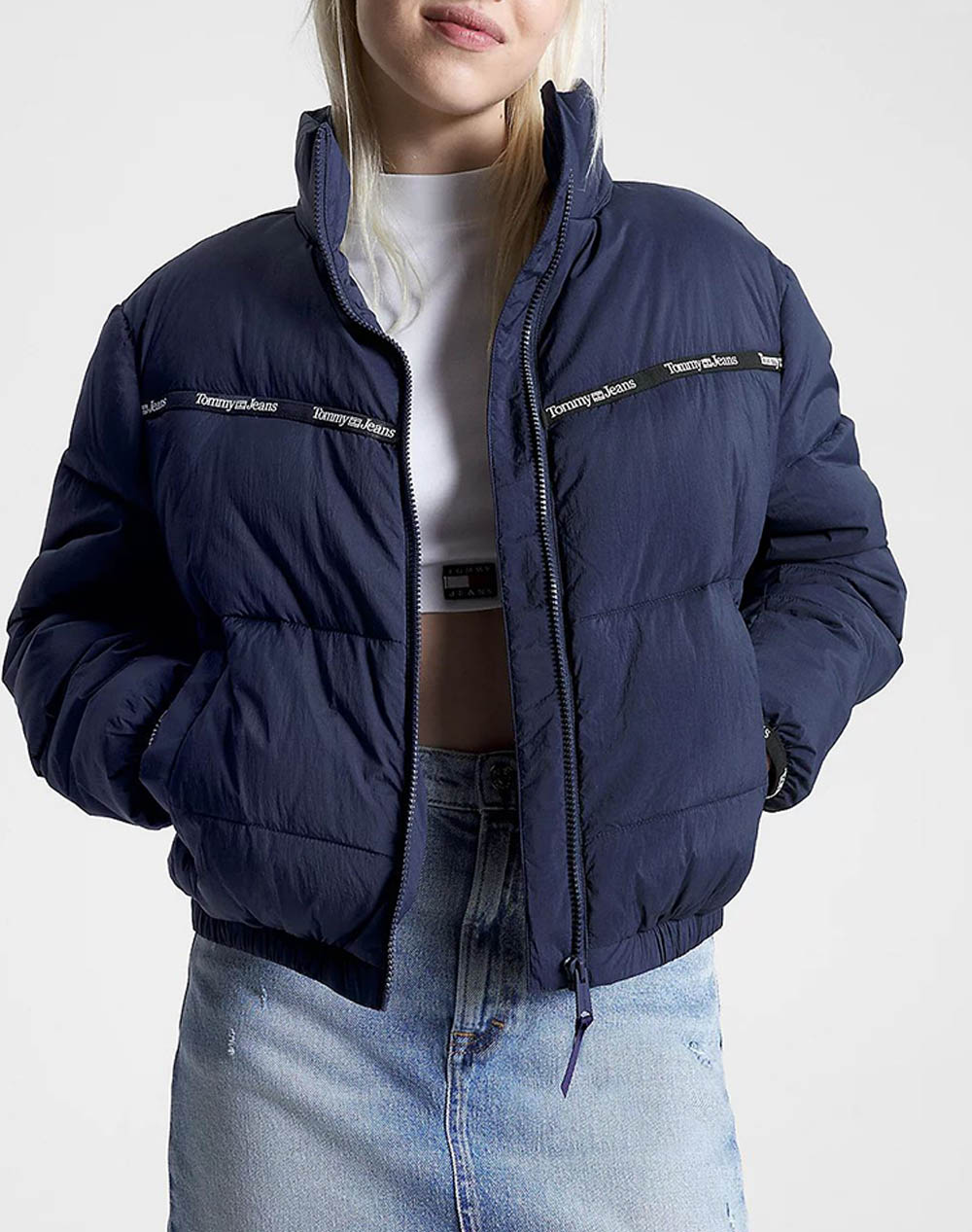 TJW TOMMY TAPE QUILTED PUFFER NavyBlue JEANS - LIGHT