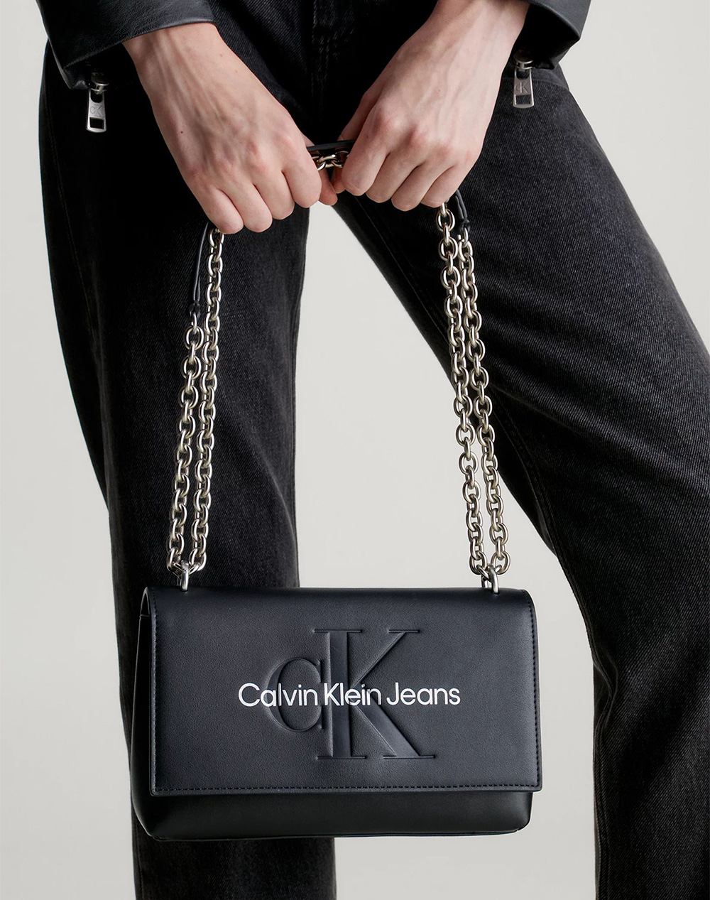 Calvin Klein Collection Black Sculpted Monogram Tote Bag w