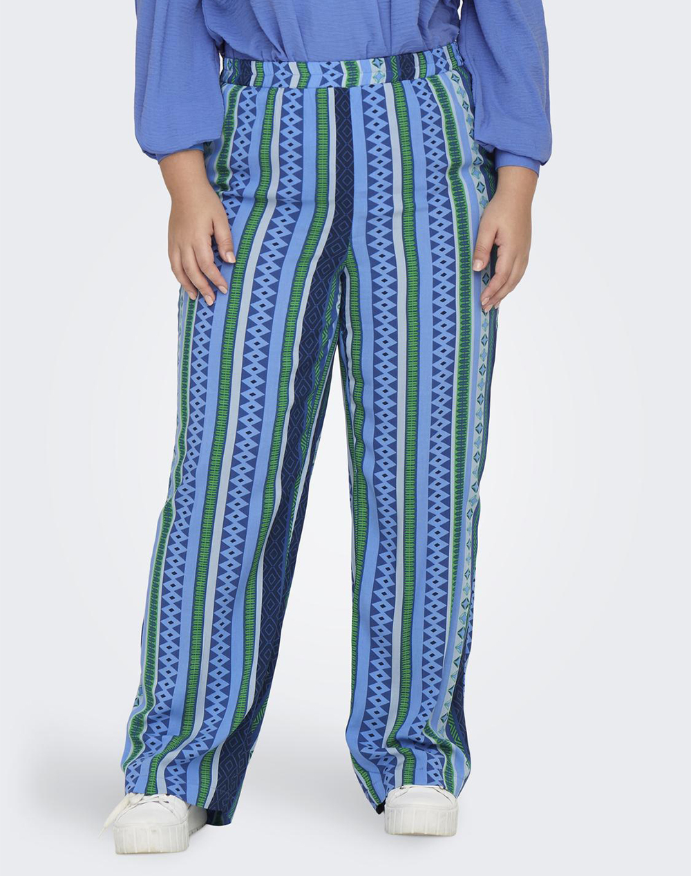 ONLY CARMAKOMA CARMACOMA BY ONLY CARMARRAKESH LIFE WIDE ANKEL PANTS 15256365-Island Green Blue