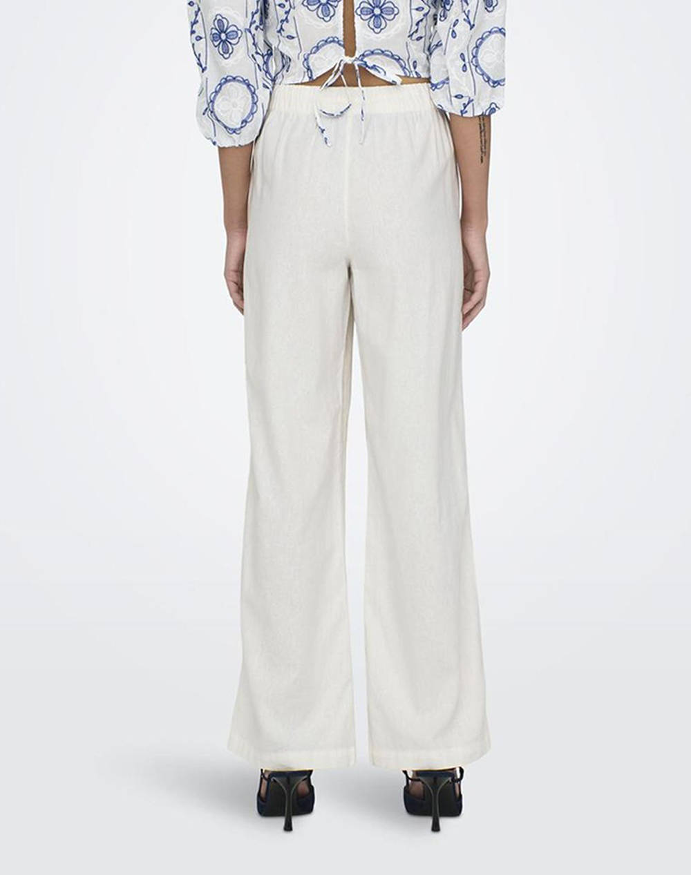 ONLY ONLCARO MW LINEN BL PULL-UP PANT CC PNT