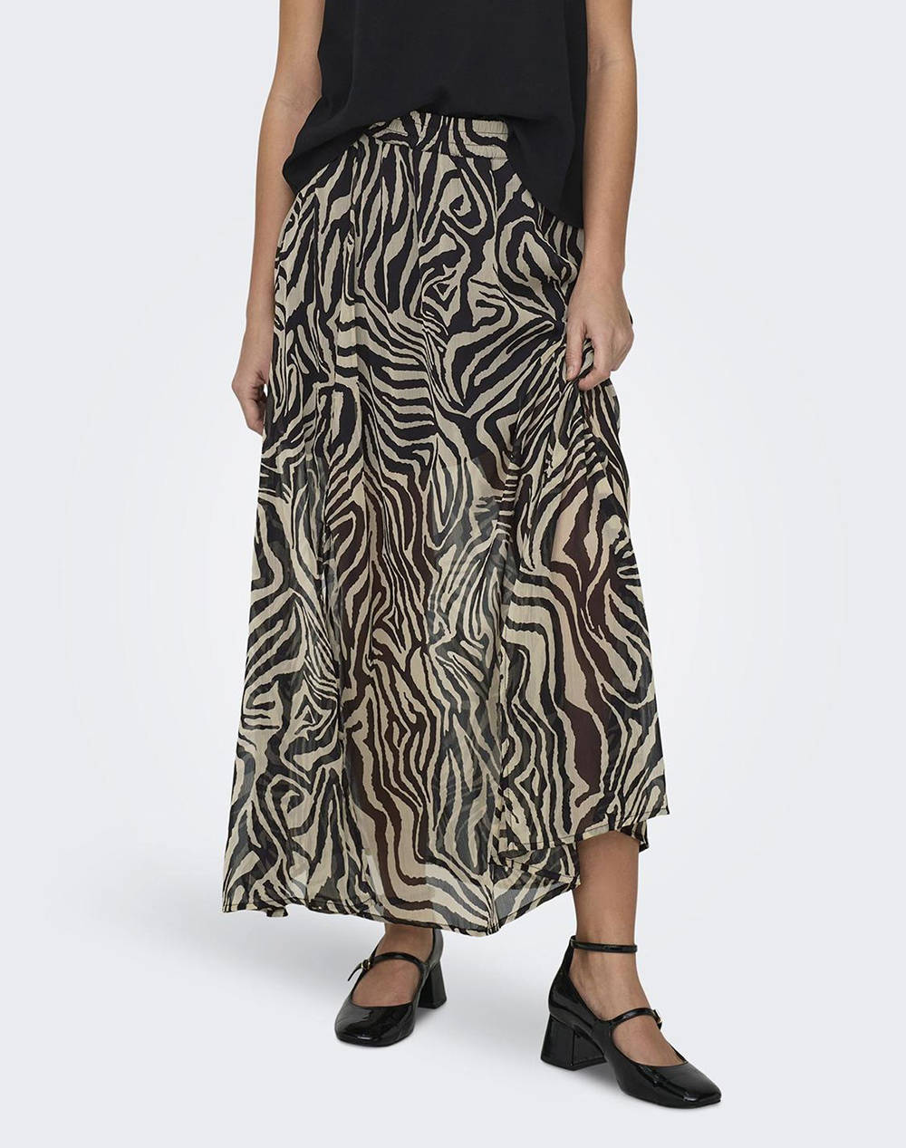  ONLY ONLASTA LIFE SLIT ANKEL SKIRT PTM 15322915-BlackRooted zebra JetBlack 2025