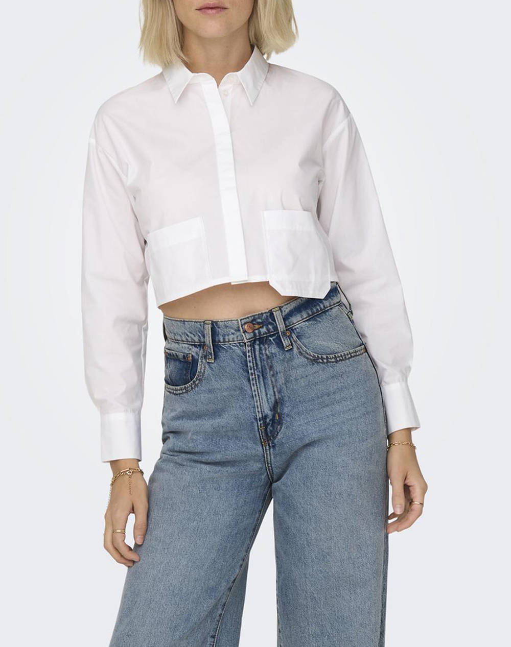 ONLY FEB ONLPAULA CELINE CROPPED POCKET SHIRT WVN