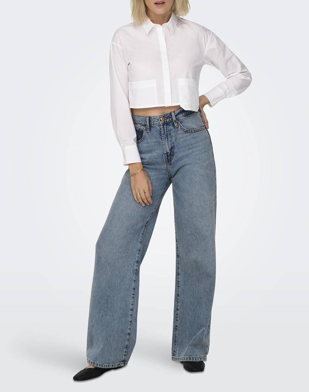 ONLY FEB ONLPAULA CELINE CROPPED POCKET SHIRT WVN