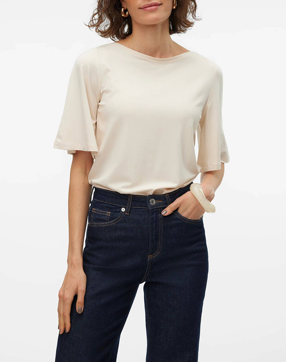 VERO MODA Y VMSINI SMART 2/4 BOAT NECK TOP VMA