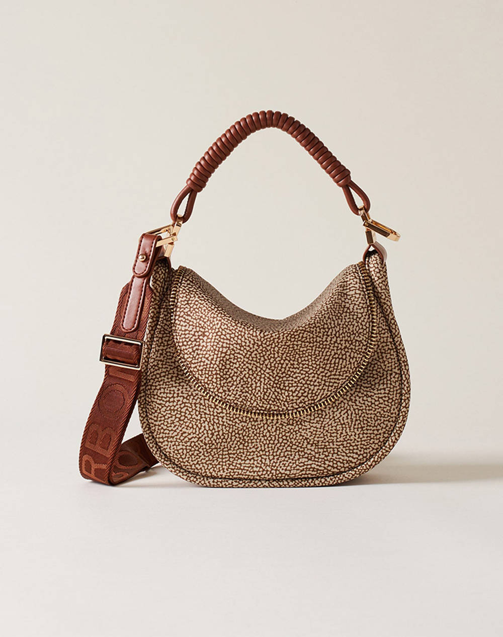 BORBONESE HOBO BAG NYLON-LEATHER ITAL.ORIGIN (Διαστάσεις: 19 x 22.5 x 7.5 εκ.) 924859-AT9-995 Mixed