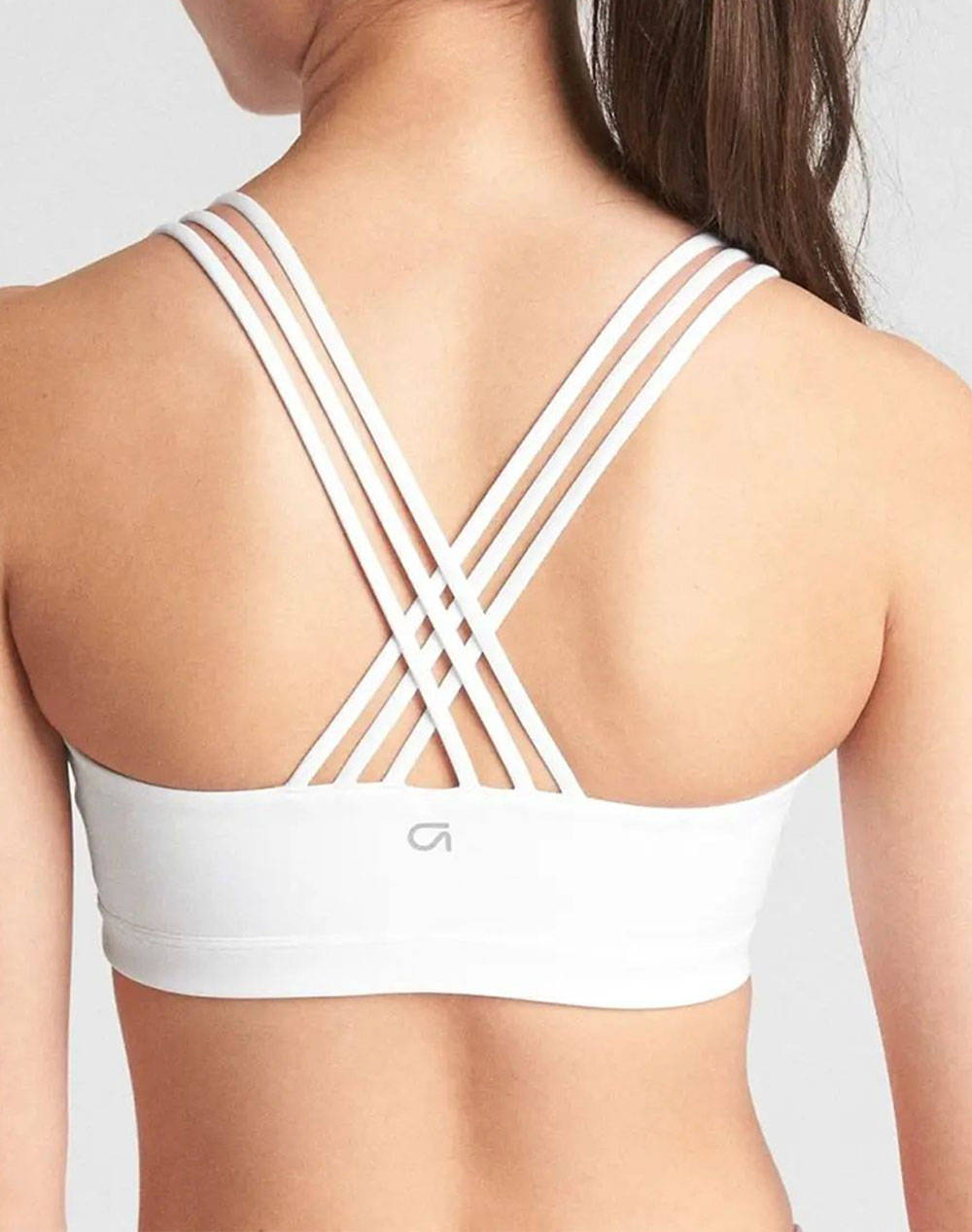 GAP Άσπρο GapFit Eclipse Medium Support Strappy Σπορ Σουτιέν