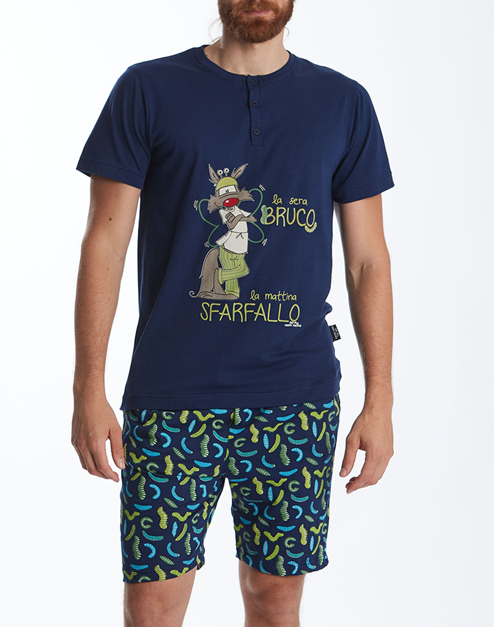 COTTONMANIA 6238 HAPPY PEOPLE PAJ. MEN SS-BERMUDA PLACK. SFARFALLO