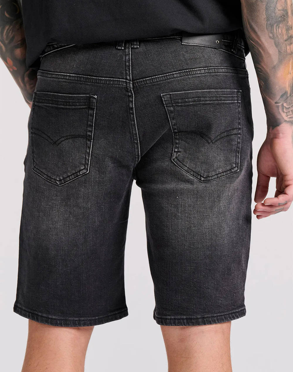 FUNKY BUDDHA Mens denim bermuda with washed effects