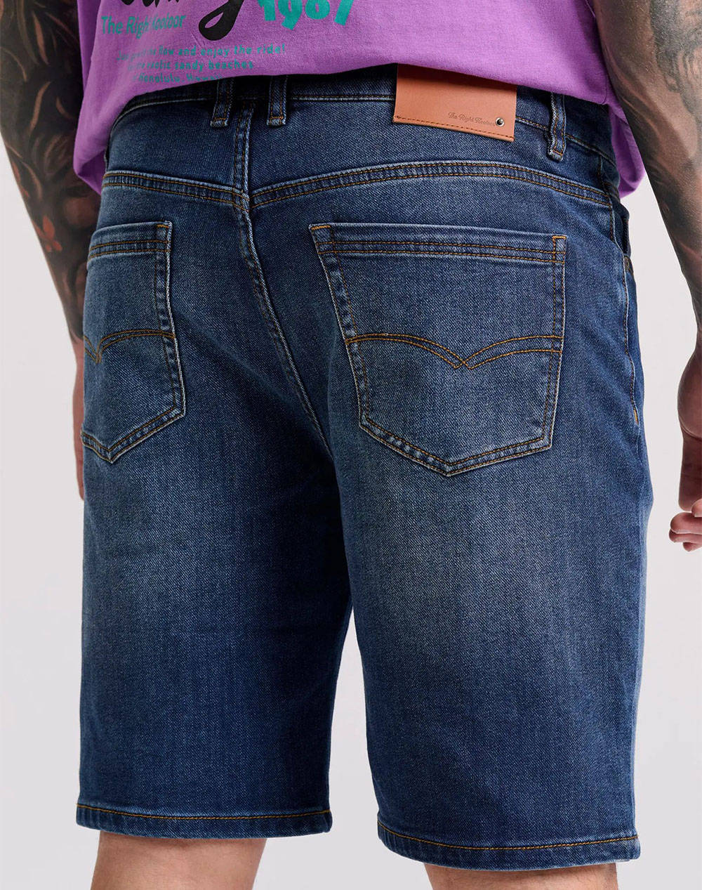 FUNKY BUDDHA Mens bermuda denim with a slight fade