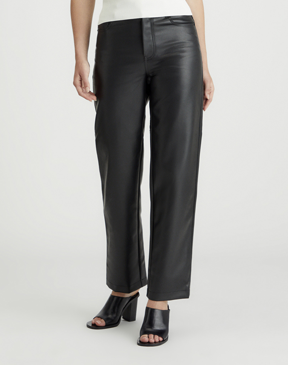 Calvin klein faux leather pants best sale