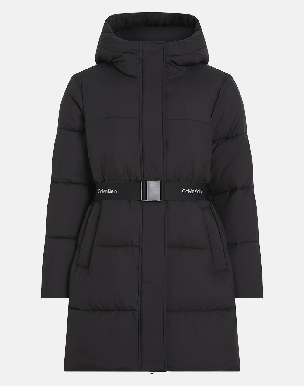 CALVIN KLEIN LOGO BELT LONG PUFFER