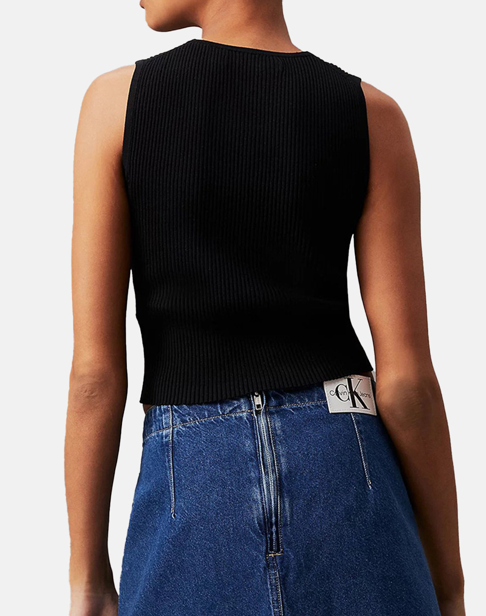 CALVIN KLEIN WOVEN LABEL SWEATER TANK TOP