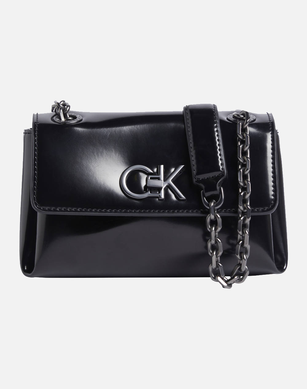 CALVIN KLEIN RE-LOCK SM SHOULDER BAG_SHINY (Διαστάσεις: 17 x 13 x 4 εκ.)