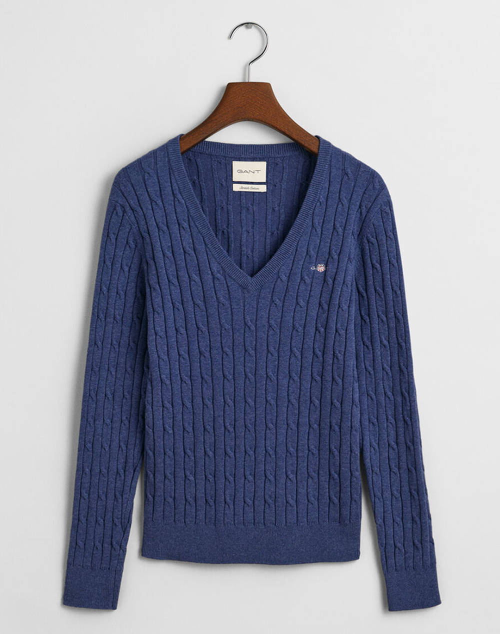 GANT SWEATER LS STRETCH COTTON CABLE V-NECK