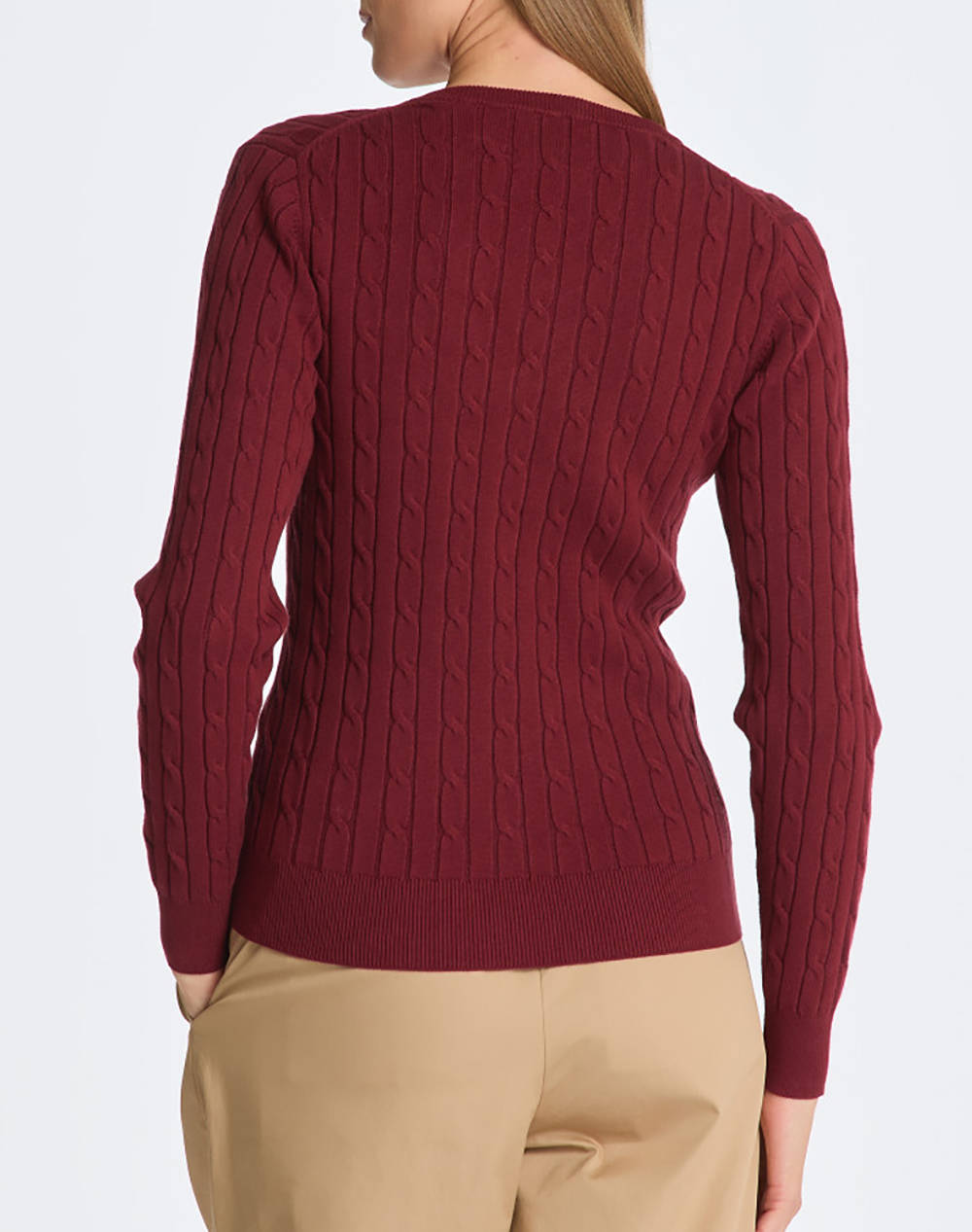 GANT SWEATER LS STRETCH COTTON CABLE V-NECK