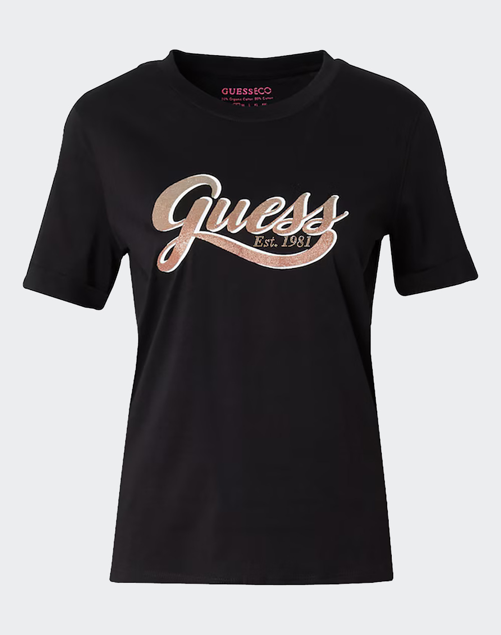 GUESS SS CN GLITTERY LOGO TEE WOMEN