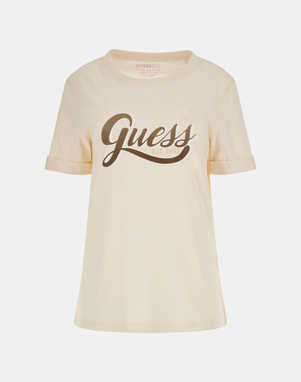 GUESS SS CN GLITTERY LOGO TEE WOMEN