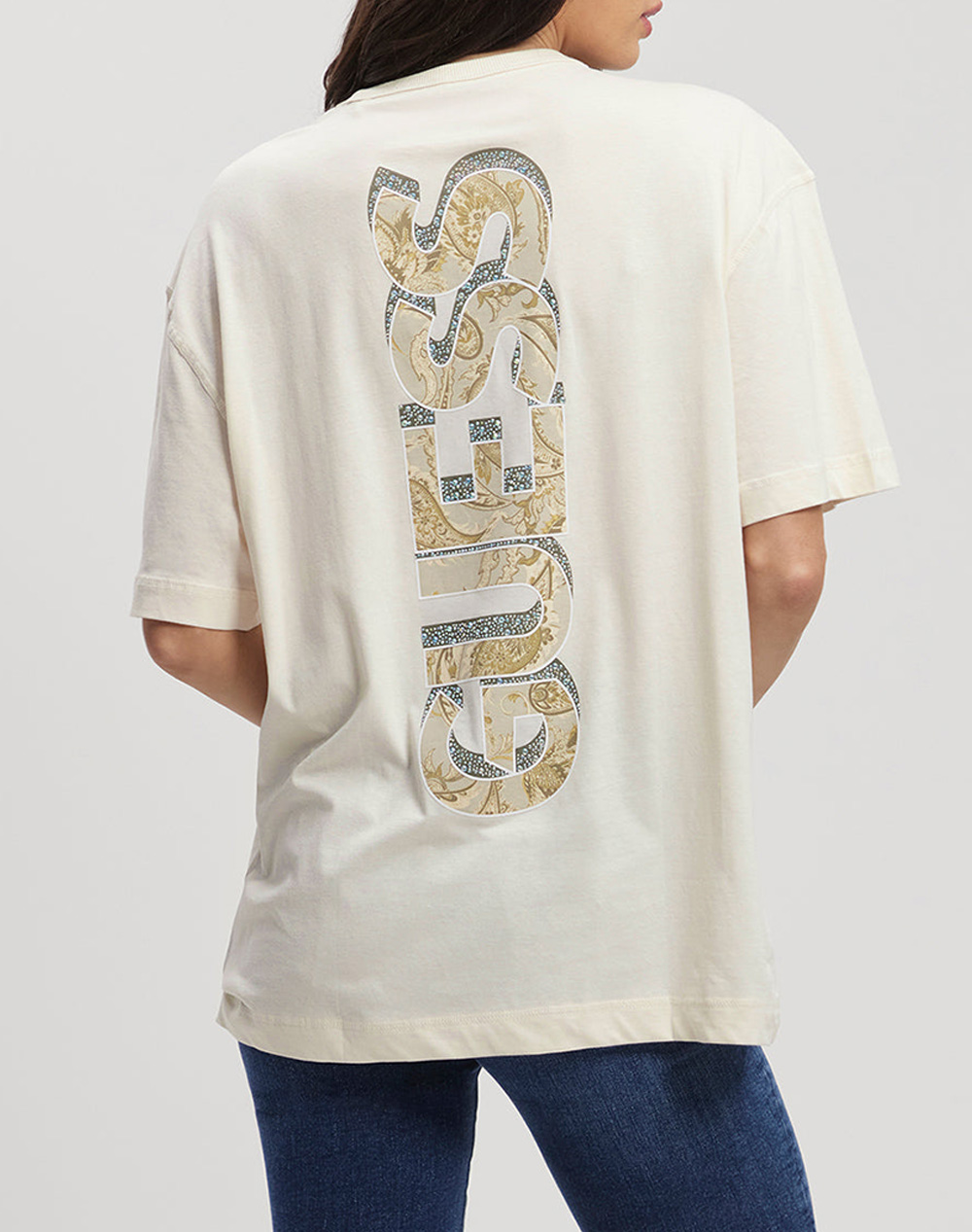 GUESS SS CN PAISLEY LOGO TEE WOMEN