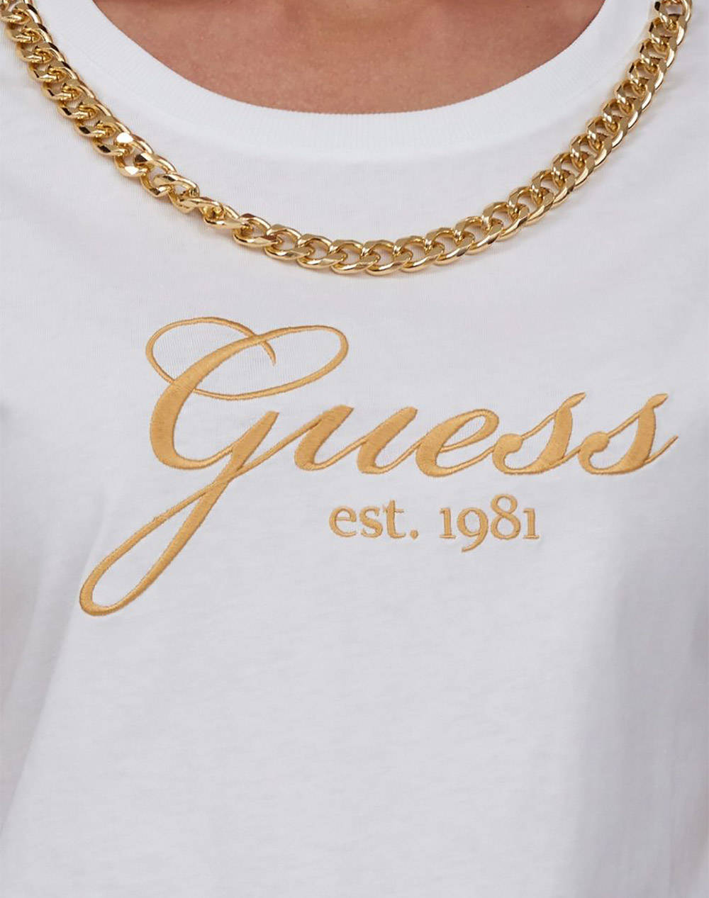 GUESS SS CN CRYSTAL LOGO TEE WOMEN