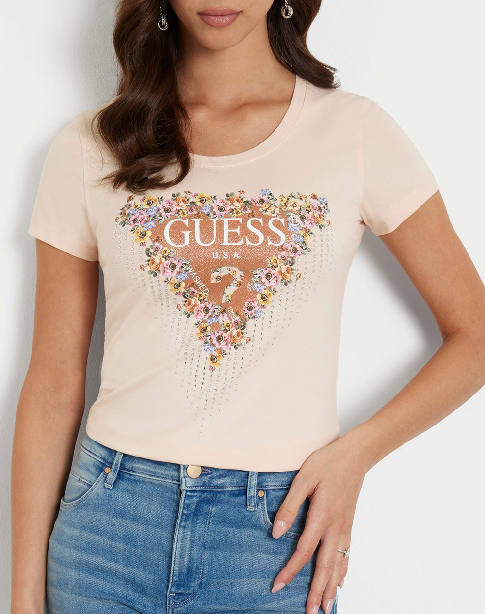 GUESS SS CN BOUQUET TRIANGLE TEE WOMEN