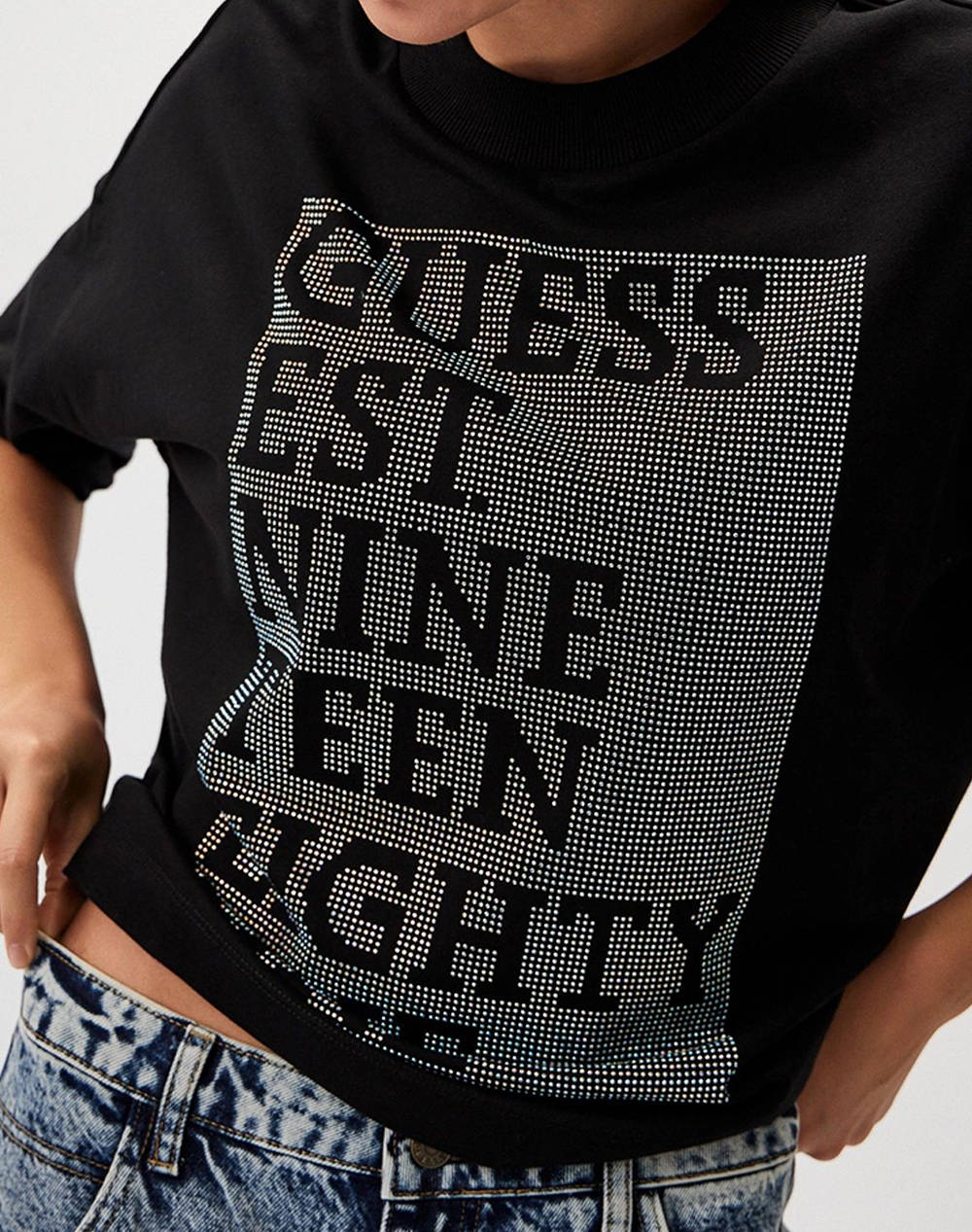 GUESS SS CN SHINY BOX TEE SHIRT WOMEN