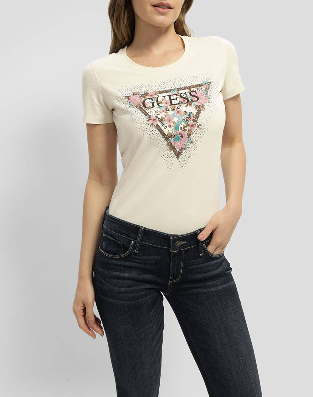 GUESS SS CN CHERRY FLOWER TEE ΜΠΛΟΥΖΑ ΓΥΝΑΙΚΕΙΟ