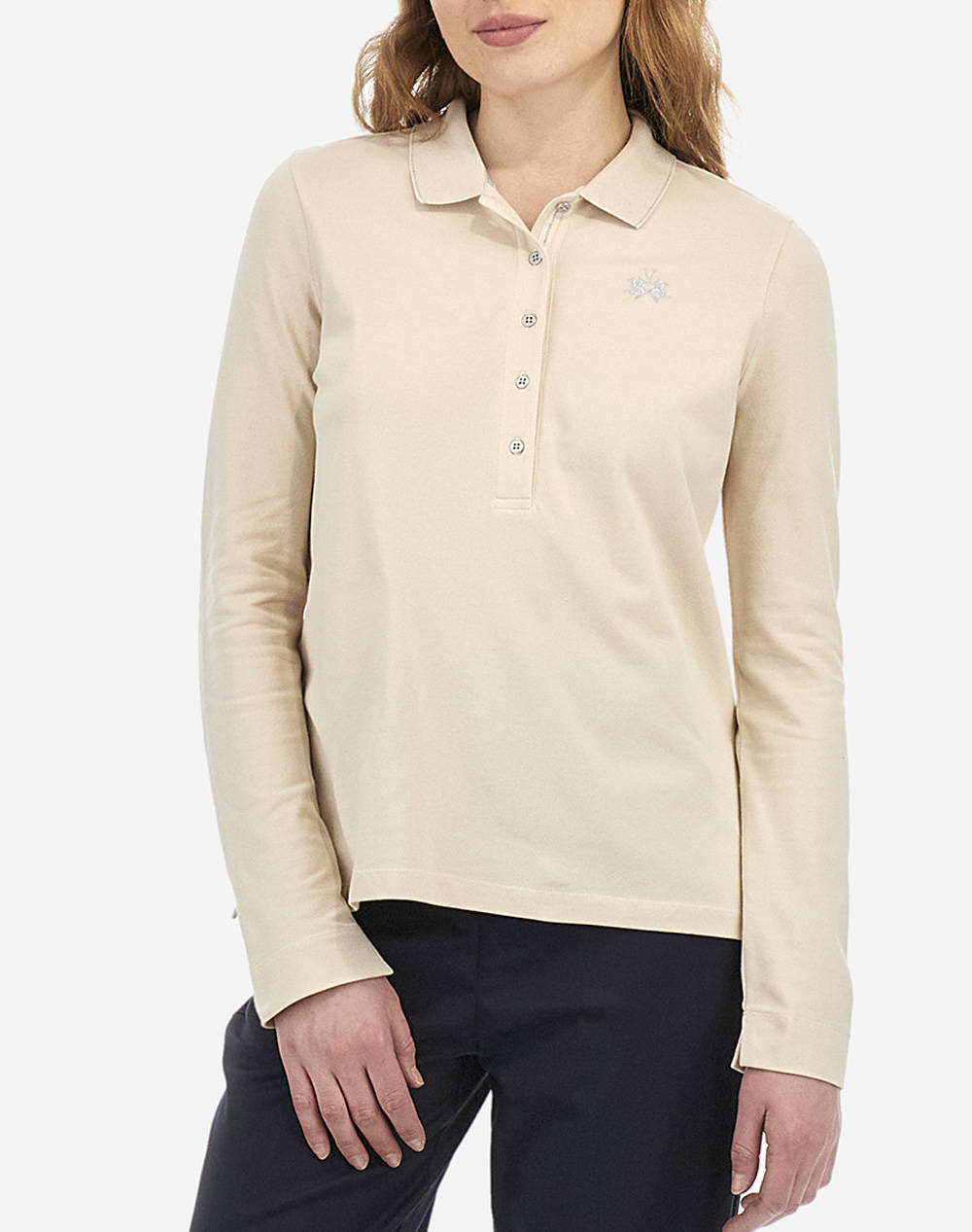 LA MARTINA LA MARTINA ΜΠΛΟΥΖΑ ΠΟΛΟ ΜΜ WOMAN L/S POLO PIQUET STRETCH 3LMZWP002-05250 Ecru