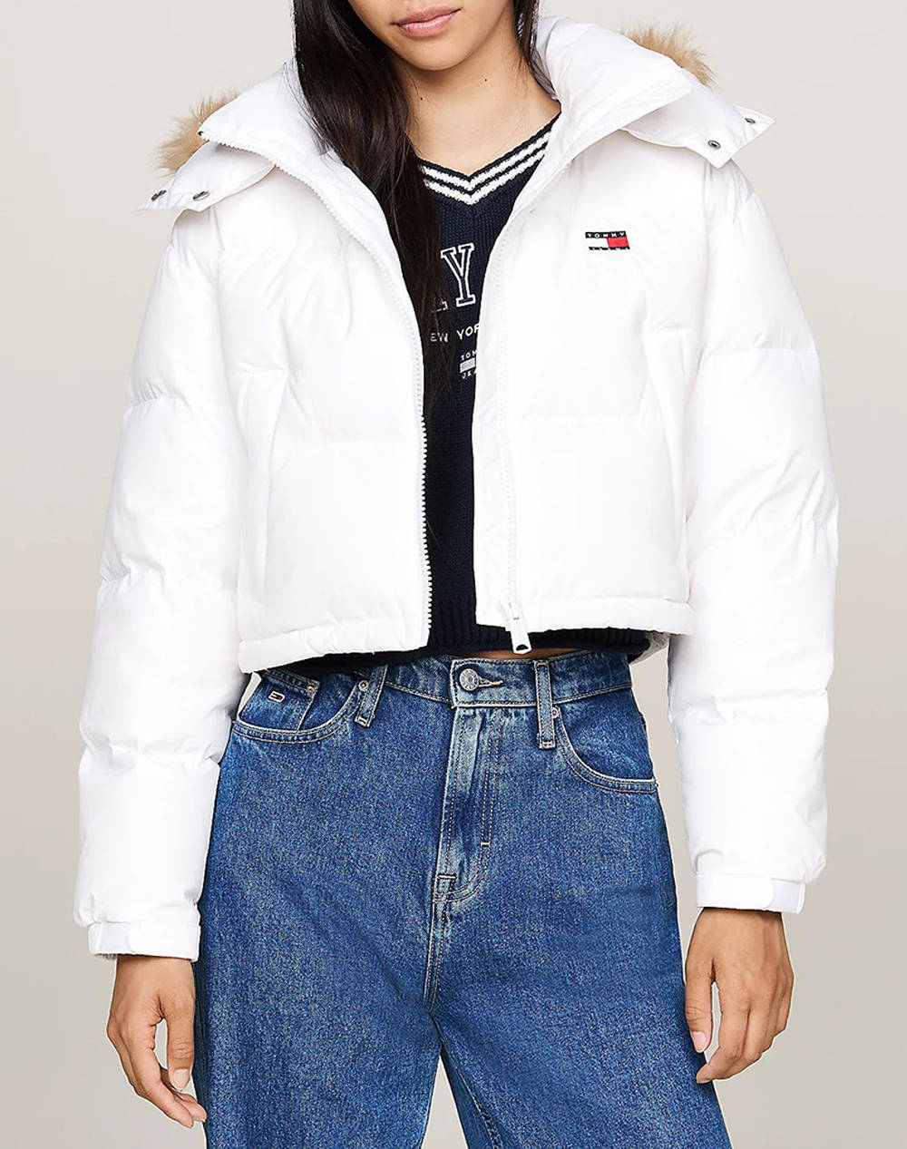  TOMMY JEANS TJW CRP ALASKA FAUX FUR HOOD DW0DW19687-YBR White 2025