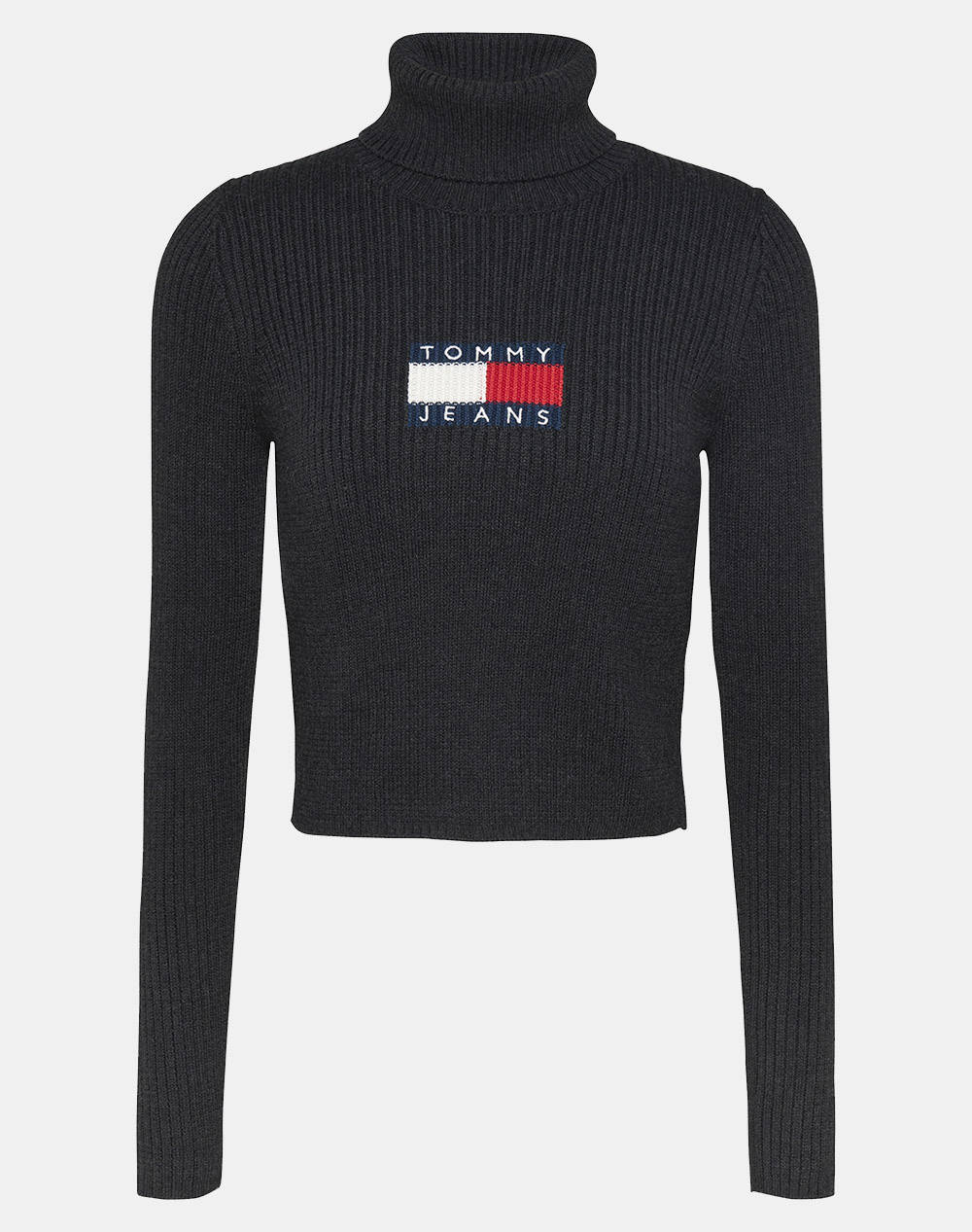  TOMMY JEANS TJW MELANGE TRTLNCK FLAG SWEATER DW0DW18678-HEV Black 2025