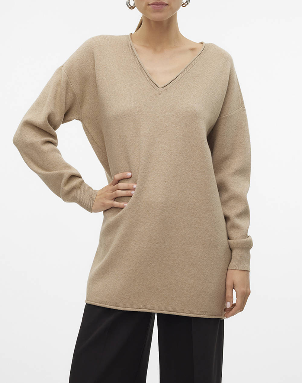 VERO MODA VMGOLD ROLL LS LONG V-NECK PULLOVER GA