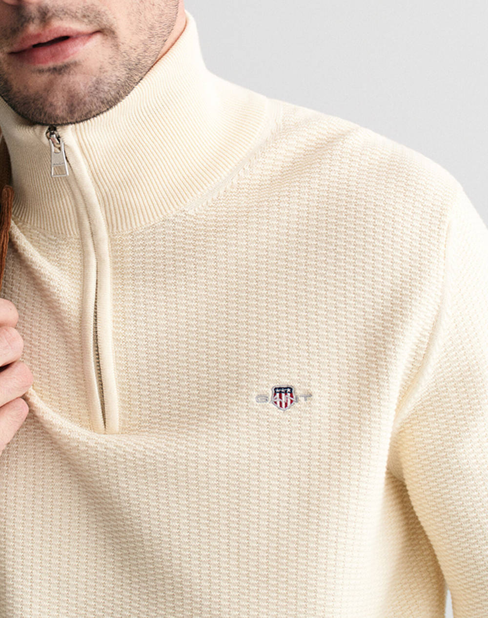 GANT SWEATER LS COTTON MICRO TEXTURED HALF ZIP