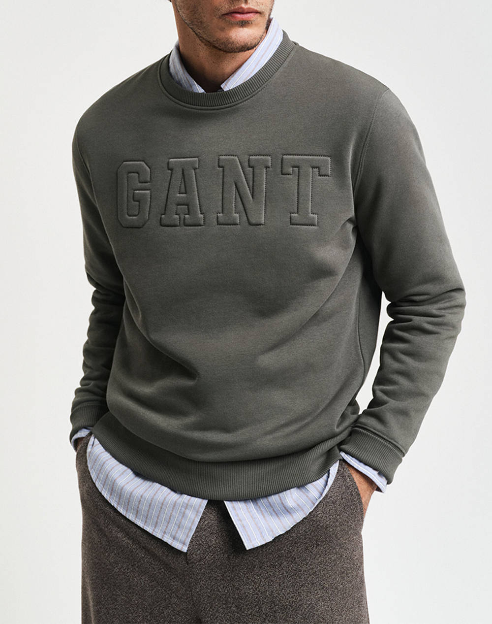 GANT LS EMBOSSED C NECK SWEATSHIRT