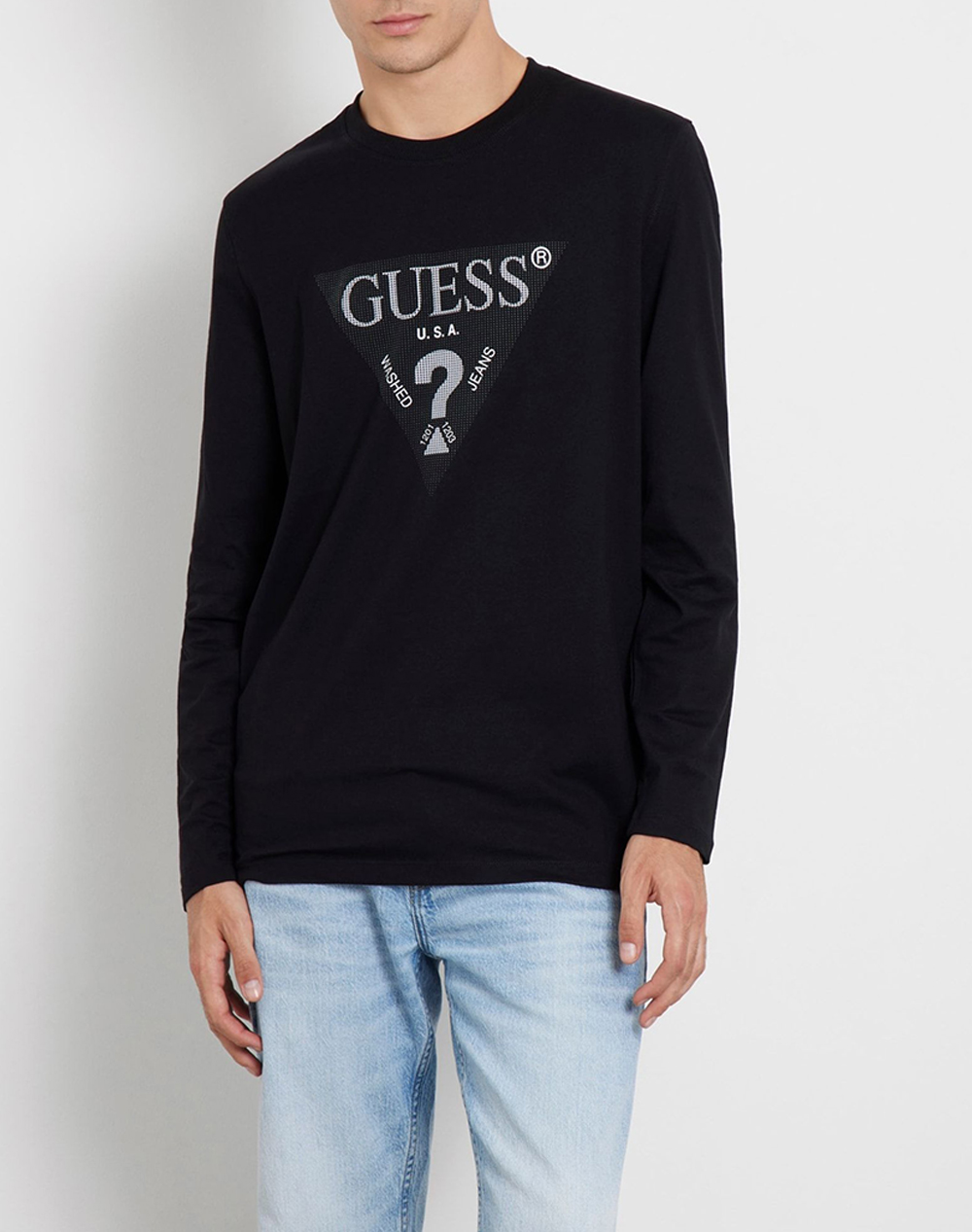 GUESS LS CN TRIANGLE TEE MENS T-SHIRT