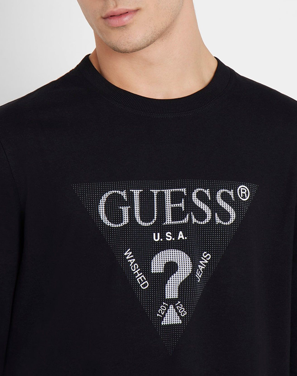 GUESS LS CN TRIANGLE TEE MENS T-SHIRT