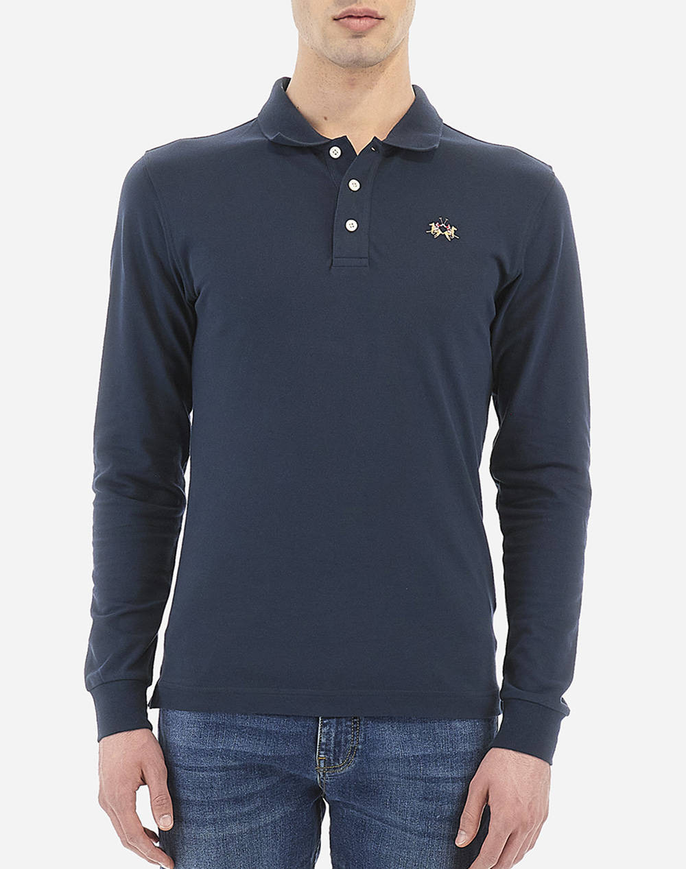 LA MARTINA LA MARTINA ΜΠΛΟΥΖΑ POLO ΜΜ MAN POLO L/S PIQUET STRETCH 3LMCCMP04-07017 NavyBlue