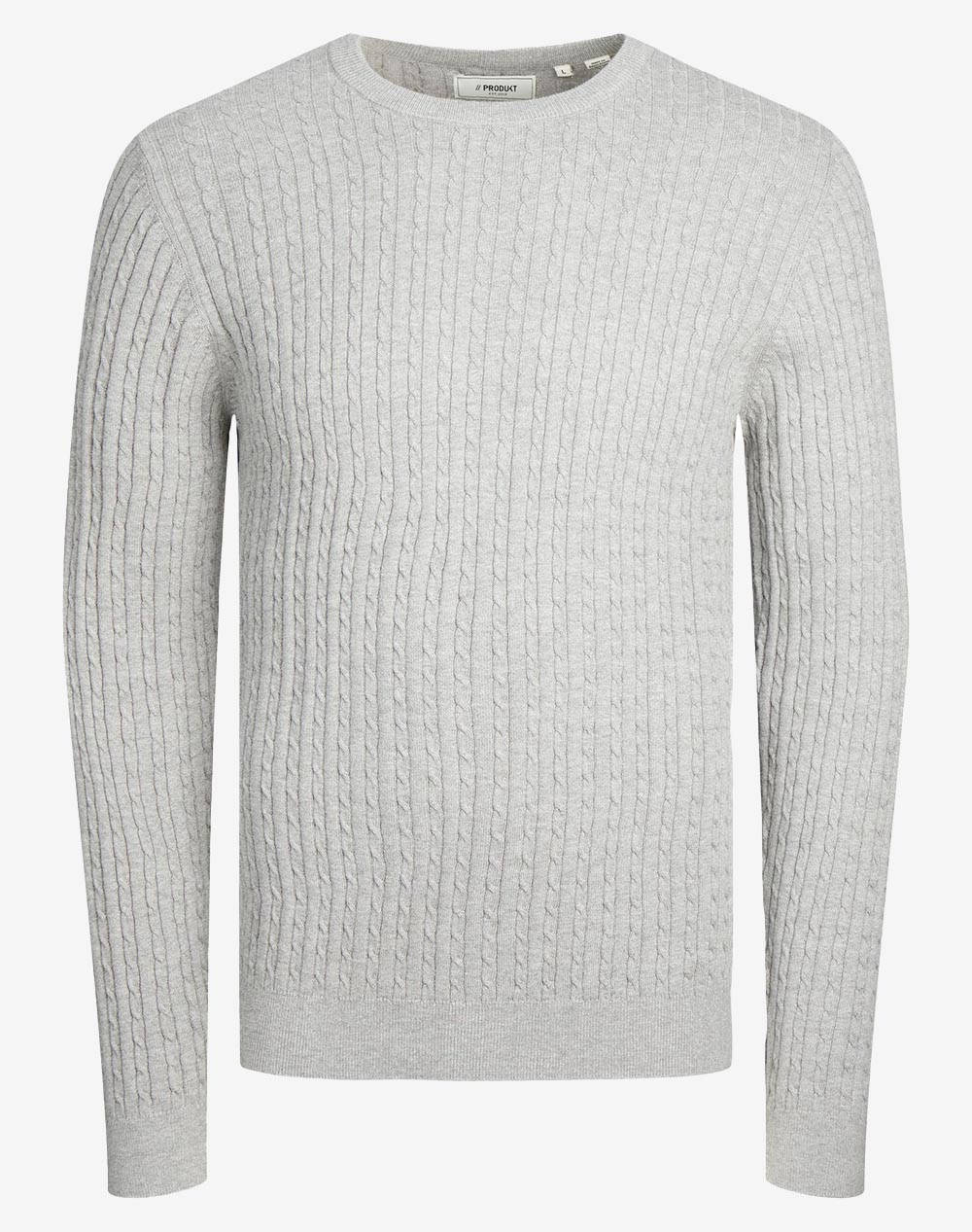 PRODUKT PRODUKT PKTORI BASIC CABLE KNIT 12243198-Light Grey Melange LightGray