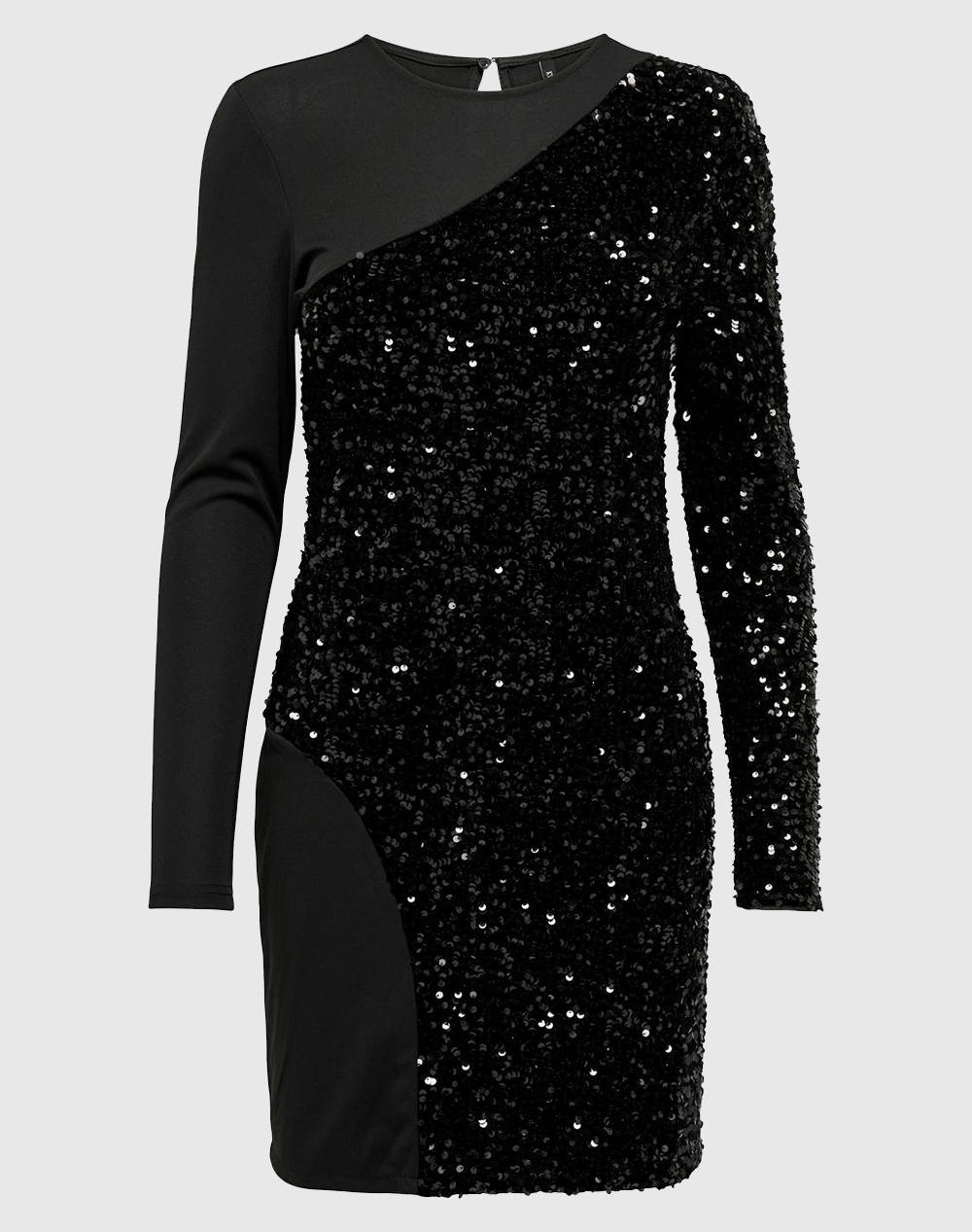 ONLY ONLCONFIDENCE L/S SEQUINS MIX DRESS JRS 15312507-BLACK Black