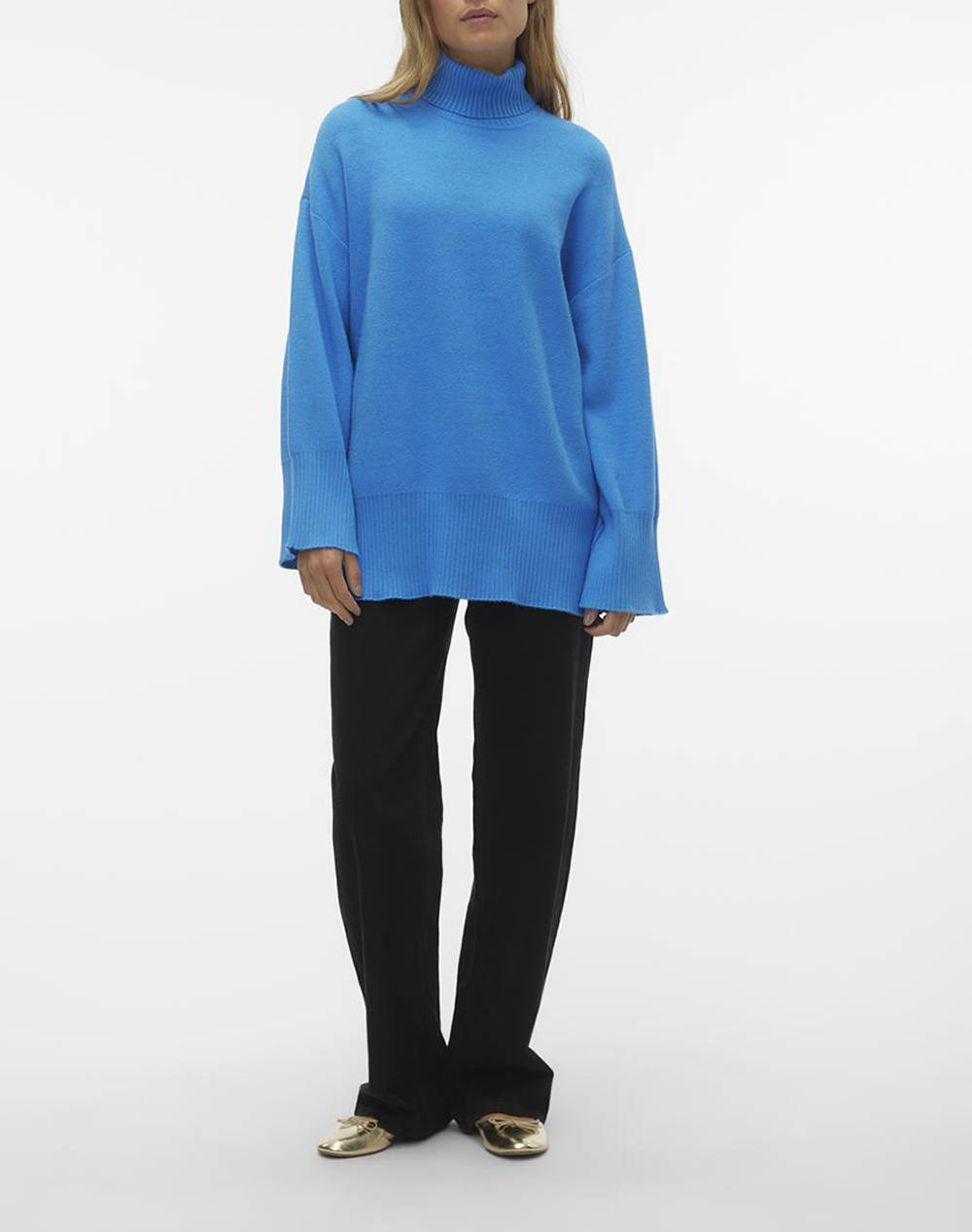 VERO MODA VMGOLDNEEDLE WIDE LS LONG ROLLNECK PULL.